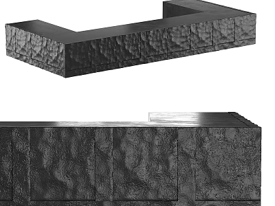 Textured Black Bar Counter Design With Modern Interior Features And Sleek Surface 3d model