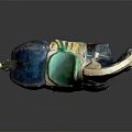 Colorful Ceramic Horse Furniture Sculpture With Green Saddle And Glossy Finish