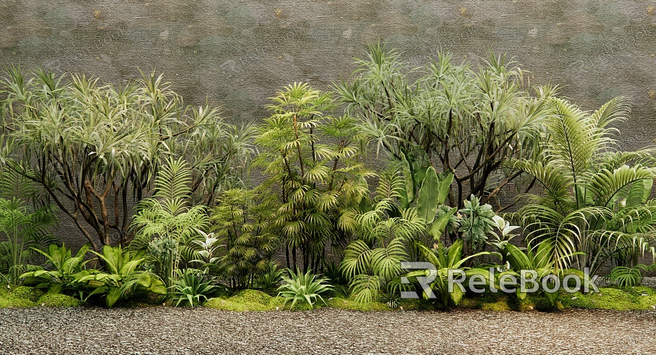 Forest plant pile plant combination flower border shrub model