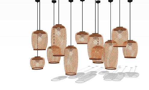 New Chinese Chandelier Bamboo Chandelier 3d model