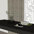 Elegant Modern Kitchen Table With Transparent Vase Olive Branches Books And Green Apples