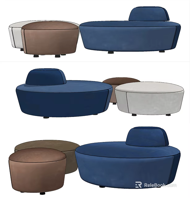 Modern Sofa Stools In Various Colors With Comfortable Design And Styles 3d model