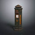 Vintage Green Pillar Box With Decorative Gold Accents And Classic Design