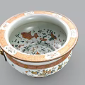 Traditional Ceramic Vessel With Intricate Floral Bird Motifs Gold Accents And Side Handles