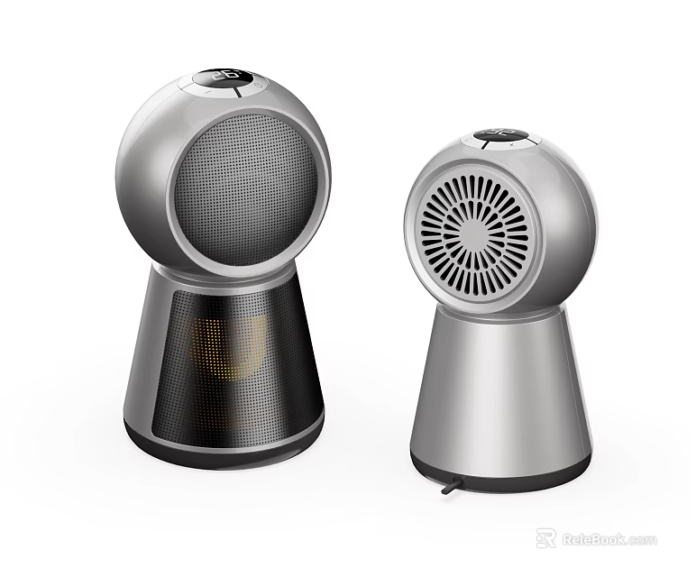 Modern Electric Heaters With Two Styles Portable Design Temperature Display And Silver Black Finish 3d model 