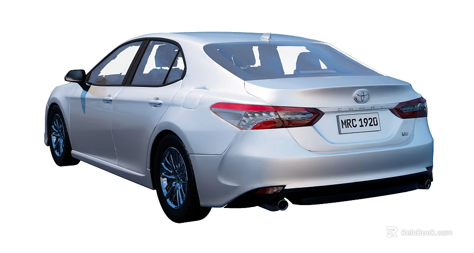 Silver Toyota Camry Sedan Rear View With Modern Sleek Exterior Design 3d model 