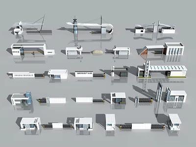 Multiple Modern Entrance Gate Designs With Different Architectural Structures And Styles 3d model