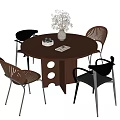 Middle style dining table and chair combination 3d model