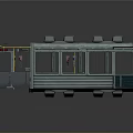 Green Cable Car Cabin With Transparent Windows Roof Equipment And Front Lights