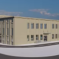 Modern School Building With Light Beige Facade Neatly Arranged Windows And Main Entrance