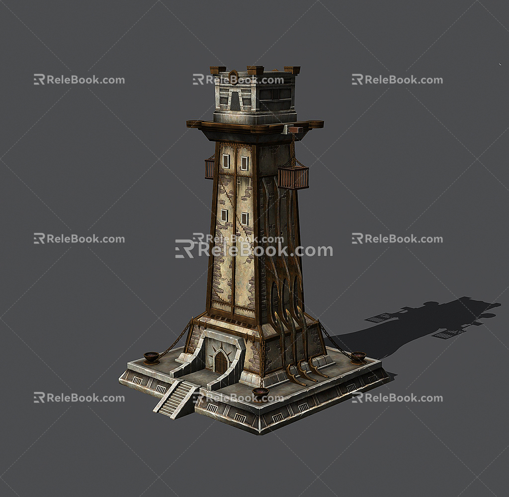 High tower modern cartoon building game 3d model