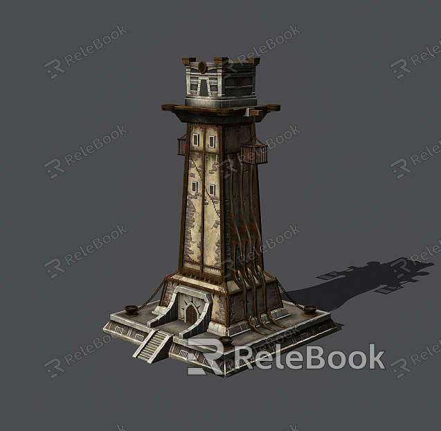 High tower modern cartoon building game model