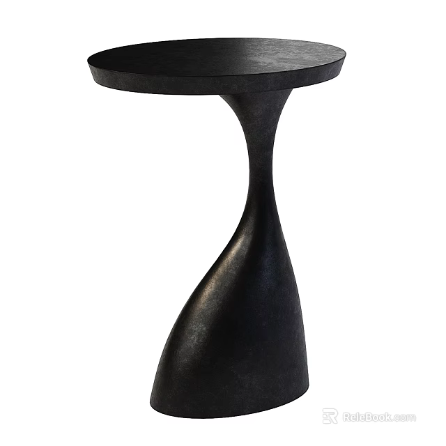 Modern Black Side Table With Curved Unique Base Design For Living Room 3d model 