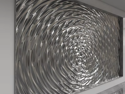 Silver Wavy Background Wall with Modern Metallic Texture Design Elements 3d model