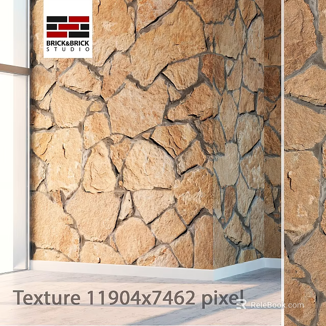 Decorative Natural Stone Wall Components With Textured Surface For Interior Design 3d model 