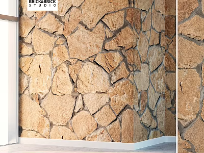 Decorative Natural Stone Wall Components With Textured Surface For Interior Design 3d model