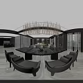Modern Dining And Living Room Interior With Dining Table Chairs And Pendant Lighting