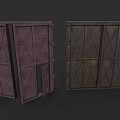 Vintage Aged Wooden Double Doors with Cross Pattern Design and Metal Hardware