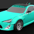 Turquoise Toyota Coupe With Rocket Bunny Sticker And Custom Alloy Wheels