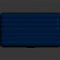 Blue Hard Shell Storage Case With Striped Design And Black Clasp