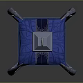 Blue Decorative Lantern Structure With Spiked Frame Fabric And Glowing Top