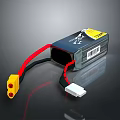 Rechargeable Lithium Battery With Black Casing Yellow Label And Red Black Wires