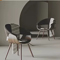 Elegant Modern Dining Chairs With Wooden Legs And Striped Fabric Backrest