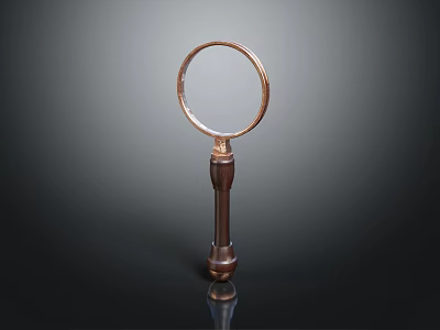 Vintage Magnifying Glass With Wooden Handle And Metal Frame For Daily Use 3d model
