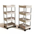Practical Four-Tier Shelving Units With Wheels And Plastic Metal Storage Design