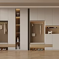 Modern Entryway Design With Cabinets Clothing Racks Bench And Decorative Elements 3d model