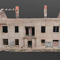 Abandoned Ruined Building With White Walls Red Chimneys And Broken Windows