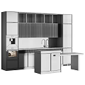 Modern Kitchen Cabinets With Marble Countertop Sink Coffee Machine And Oven