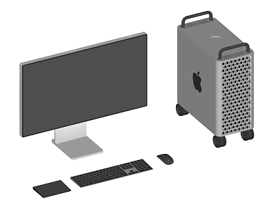 Apple Desktop Computer Setup With Monitor Tower Keyboard Mouse And Trackpad 3d model