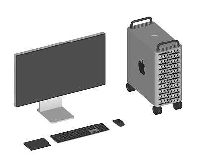 Apple Desktop Computer Setup With Monitor Tower Keyboard Mouse And Trackpad 3d model