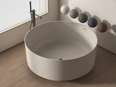 Modern Round Bathtub In Bathroom With Colorful Spheres 3d model