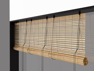 Natural Bamboo Window Blinds with Roll Up Design for Light Control 3d model