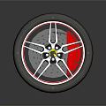 High Performance Automotive Tire With Silver Alloy Wheel Rim And Red Brake Calipers