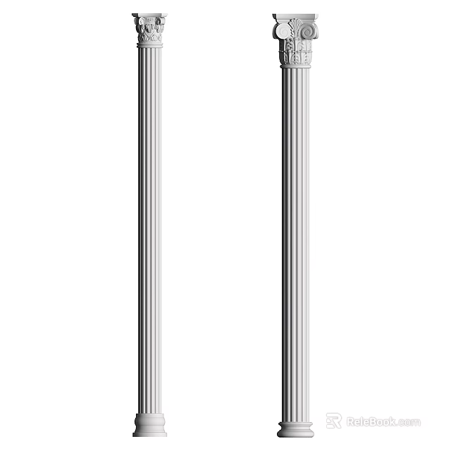 Classical Roman Column With Fluted Shaft And Decorative Capital Design 3d model 