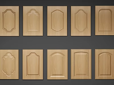Wooden Door Panels With Various Carved Patterns And Design Styles 3d model