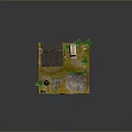 Rural Scene Model With Tile Roofed House Van Old Trees Utility Pole And Dirt Puddle