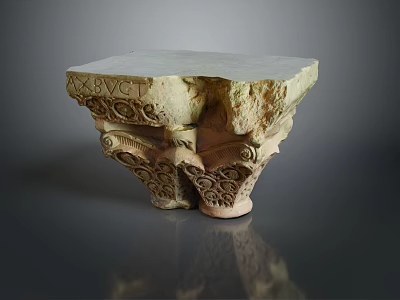 Carved Wood And Stone Decorative Column Base With Intricate Artistic Patterns 3d model