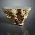 Carved Wood And Stone Decorative Column Base With Intricate Artistic Patterns 3d model