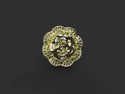 Gold Rose Design Ring With Exquisite Intricate Filigree Jewelry Piece 3d model