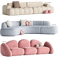 Cream wind shaped sofa 3d model