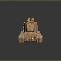Detailed Golden 3D Rendered Military Tank Model With Tracks And Cannon