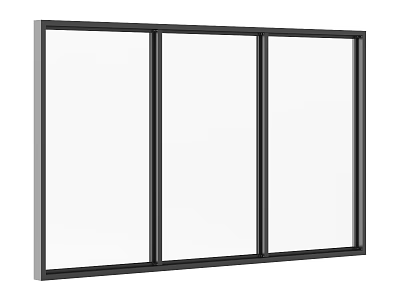Sleek Modern Triple Panel Clear Glass Windows With Black Frames For Home 3d model