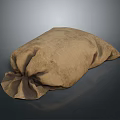 Thick Brown Burlap Sack With Tied Closure For Household Essentials 3d model