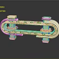Cartoon Themed 3D Model Featuring White Symmetrical Circular Structure And Reflective Base