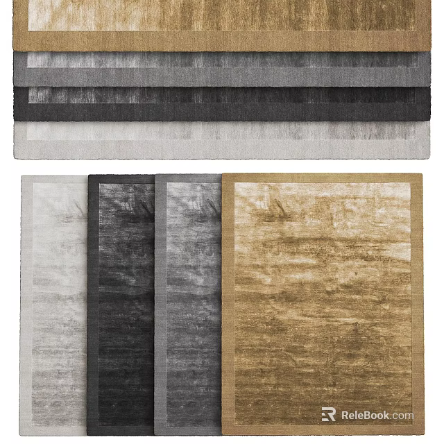 Stylish Square Rugs with Various Colors and Textured Patterns for Home Decor 3d model 