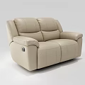 Modern Beige Leather Reclining Sofa Set With Three Seater And Single Chair